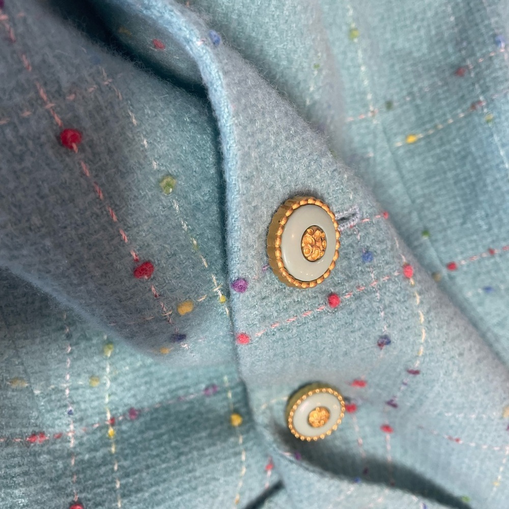 vintage Lilly Pulitzer blazer light-blue turquoise wool jacket, fleck pattern - Picture 10 of 13